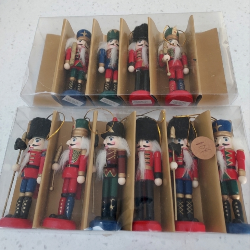 Set of 10 Colorful Nutcracker Ornaments